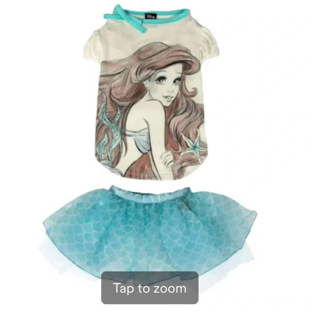 Harry Barker Disney Little Mermaid Princess Ariel Pet Tee & Tutu Skirt Set L